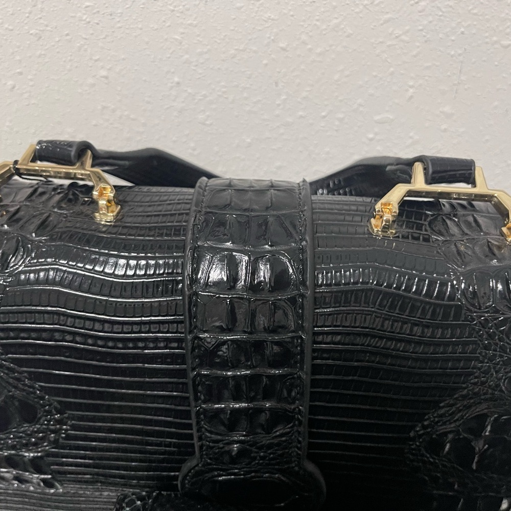 Black Croc Embossed Handbag By Ameri Mode - image 7
